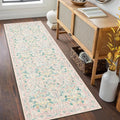 MUJOO Washable Runner Rug Pink,Floral 2x6 Runners for Hallway Kitchen Bedroom Bedside Bathroom Laundry Room,Long Non Slip Throw Carpet Boho Indoor Botanical Vintage Ultra-Thin
