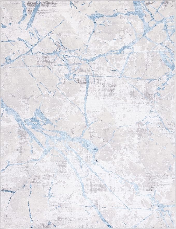 SAFAVIEH Amelia Collection Area Rug - 9' x 12', Grey & Blue, Modern Abstract Design, Non-Shedding & Easy Care, Ideal for High Traffic Areas in Living Room, Bedroom (ALA293F)