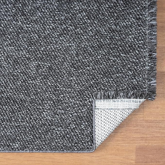 LUXE WEAVERS Solid Machine Woven Smoke 6x9 Area Rug, Indoor Stain-Resistant Carpet