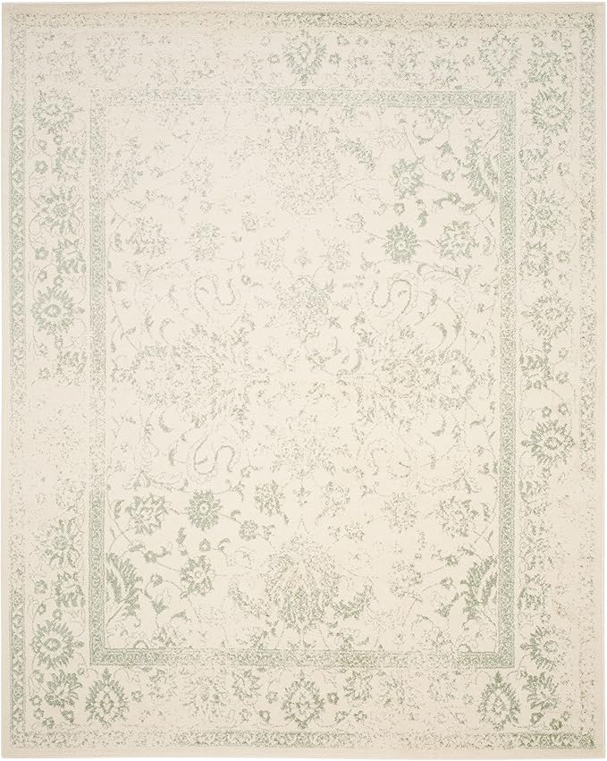 SAFAVIEH Area Rug 10x14 - Adirondack Collection - Large - Ivory & Sage, Distressed Vintage Floral Design, Non-Shedding & Easy to Clean, Ideal for Living Room, Bedroom, Dining Space (ADR109V)