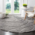 SAFAVIEH Florida Shag Collection Area Rug - 6'7" Round, Grey & Grey, Non-Shedding & Easy Care, 1.2-inch Thick Ideal for High Traffic Areas in Living Room, Bedroom (SG471-8080)