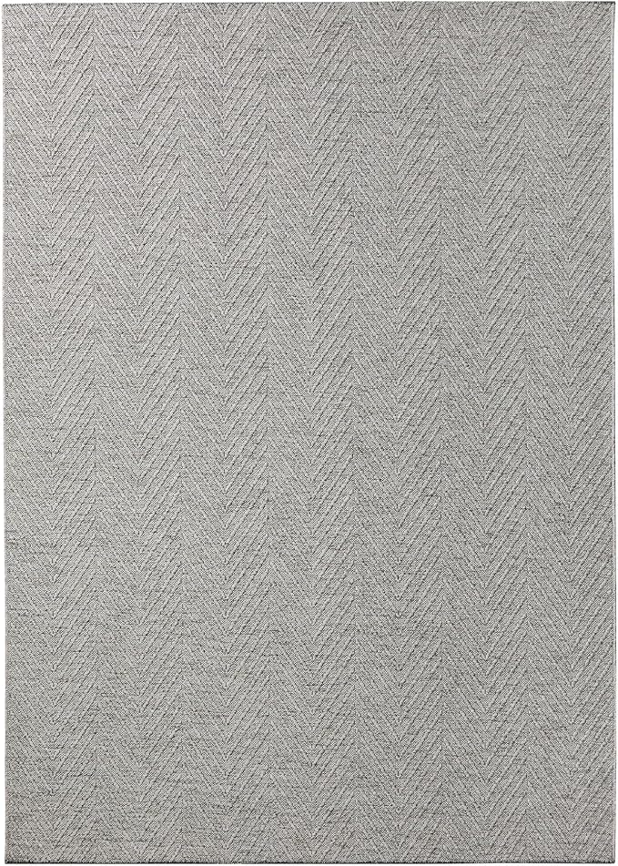 TOWN & COUNTRY BASICS Pax Herringbone Textured Solid Everwash® Washable Area Rug, Low Pile, Non-Slip Backing, Easy Clean Pet & Family Friendly Rug, Grey, 5'11"x9'