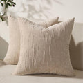 Set of 2 Soft Textured Throw Pillow Covers 20x20, Invisible Zipper Neutral Cushion Cases, Easy - Care Decorative Farmhouse Decor for Living Room Couch (Khaki, 20" x 20" (Pack of 2))