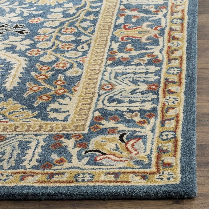 SAFAVIEH Antiquity Collection 4' x 6' Dark Blue/Multi AT64B Handmade Traditional Oriental Premium Wool Area Rug