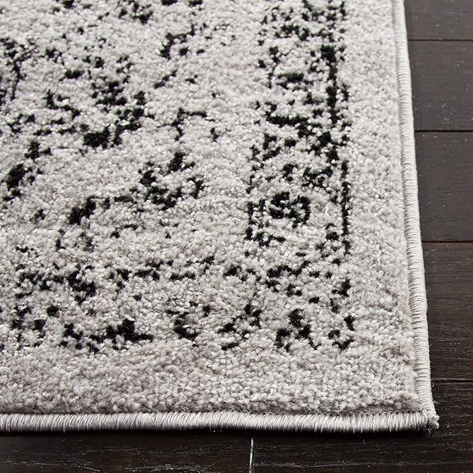 SAFAVIEH Adirondack Collection Area Rug - 10' Square, Grey & Black, Distressed Vintage Floral Design, Non-Shedding & Easy to Clean, Ideal for Living Room, Bedroom, Dining Space (ADR109B)