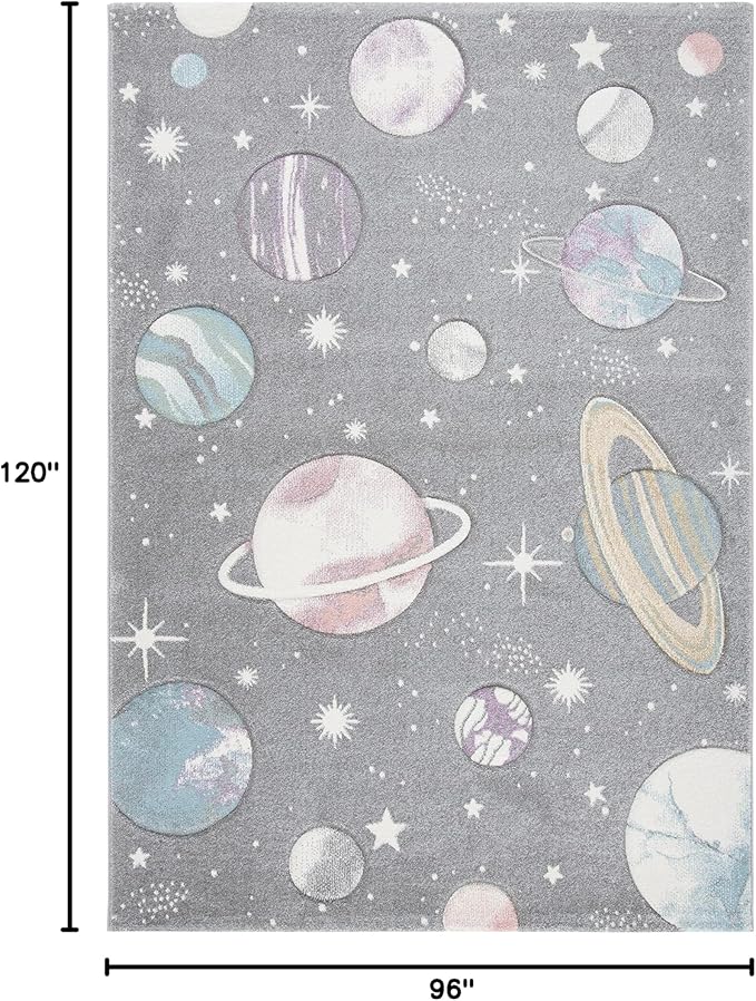 SAFAVIEH Area Rug 8x10 - Carousel Kids Collection - Large - Grey & Lavender, Non-Shedding & Easy Cleaning, Ideal for Boys & Girls in Playroom, Nursery, Bedroom (CRK103F)