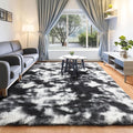 ONASAR Black and White Rugs for Bedroom Living Room, Washable Fluffy 4x6 Indoor Bedside Floor Throw Area Rug, Soft Plush Shaggy Carpet for Nursery Kids Girls Boys Teen Dorm Home Decor Aesthetic