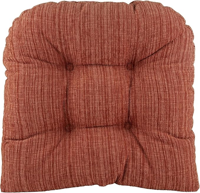 Klear Vu Gripper Overstuffed Universal Non-Slip Dining Chair Cushions for Kitchen Decor or Office Use, U-Shaped Skid-Proof Seat Pad, 17x17 Inches, 2 Count (Pack of 1), Clay