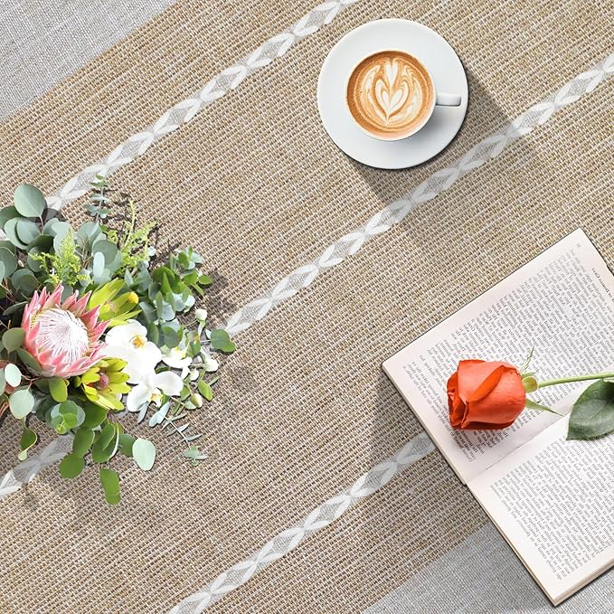 Coffee Table Cloth, Coffee Table Cover with Pockets and Tassel, Coffee Color for Living Room Small Rectangle Tablecloths Washer Dryer Fridge Top Dust Cover,Easy Care Machine Washable