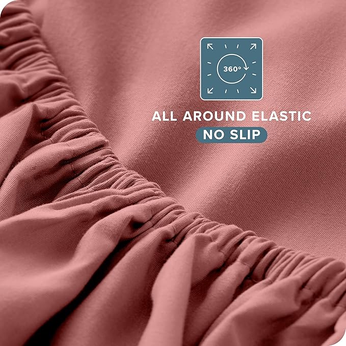 Bare Home Twin Sheet Set - 1800 Ultra-Soft Microfiber Twin Bed Sheets - Double Brushed - Deep Pockets - Easy Fit - Extra Soft - 3 Piece Set - Bedding Sheets & Pillowcases (Twin, Dusty Rose)