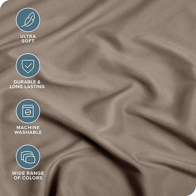Bare Home 2-Pack Fitted Bottom Sheets Short Queen - Premium 1800 Ultra-Soft Wrinkle Resistant Microfiber - Deep Pocket (Short Queen, Taupe)