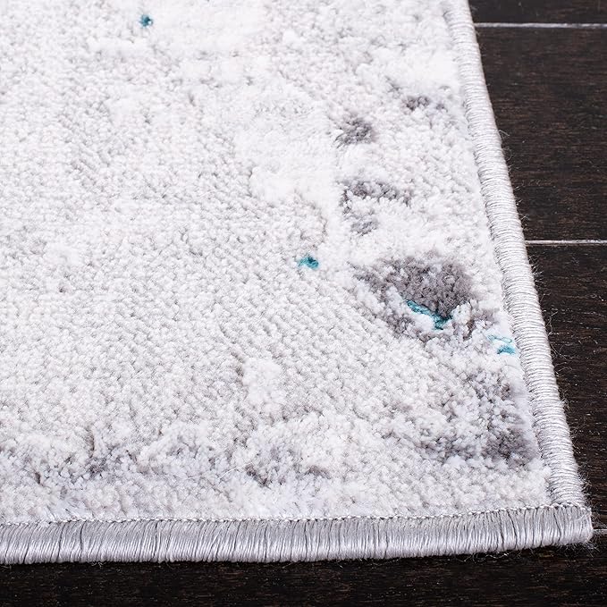 SAFAVIEH Amelia Collection Runner Rug - 2' x 8', Grey & Aqua, Modern Abstract Design, Non-Shedding & Easy Care, Ideal for High Traffic Areas in Living Room, Bedroom (ALA293H)
