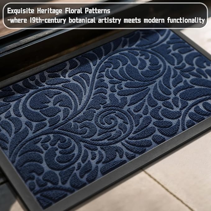 Yimobra Extra Large Door Mat 60x36, Waterproof Sturdy Outdoor Mats for Front Door, Heavy Duty Non-Slip Doormat for Garage Patio Entryway Indoor, Easy Clean, Blue