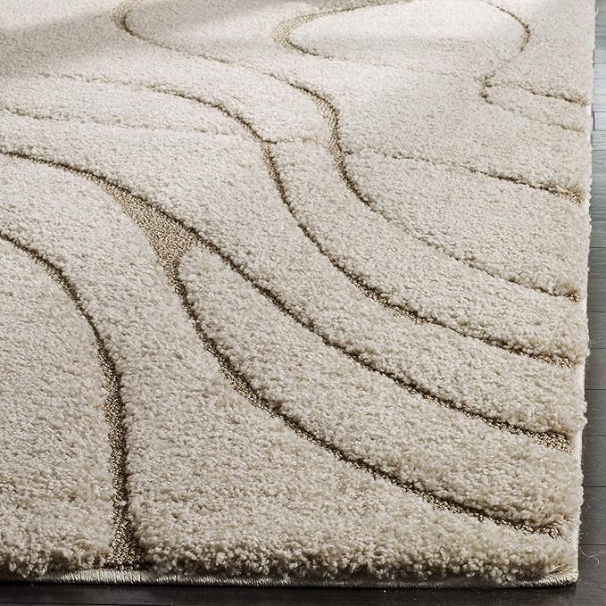 SAFAVIEH Florida Shag Collection Runner Rug - 2'3" x 21', Cream & Beige, Non-Shedding & Easy Care, 1.2-inch Thick Ideal for High Traffic Areas in Living Room, Bedroom (SG471-1113)