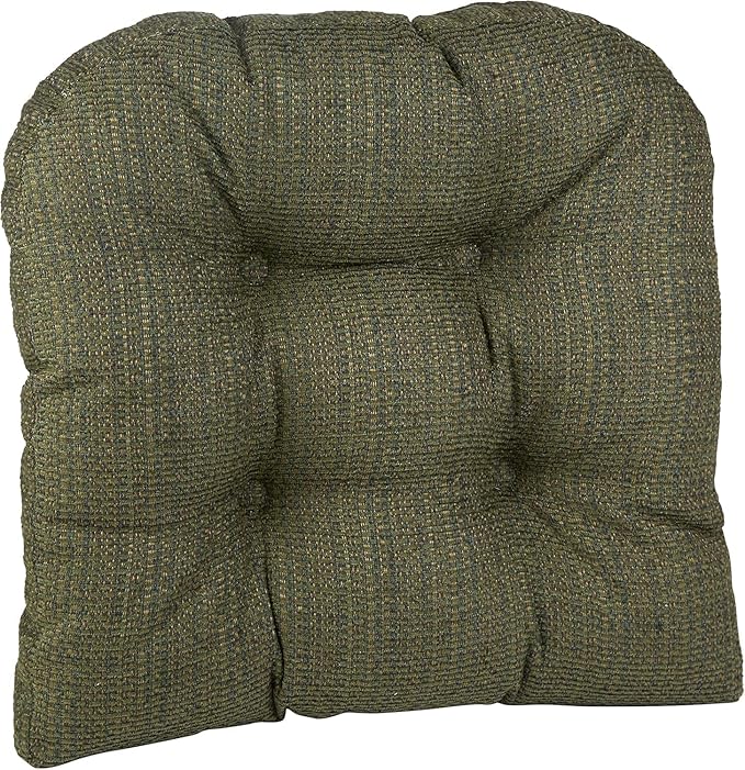 Klear Vu Gripper Overstuffed Universal Non-Slip Dining Chair Cushions for Kitchen Decor or Office Use, U-Shaped Skid-Proof Seat Pad, 17x17 Inches, 2 Count (Pack of 1), Honeycomb Green