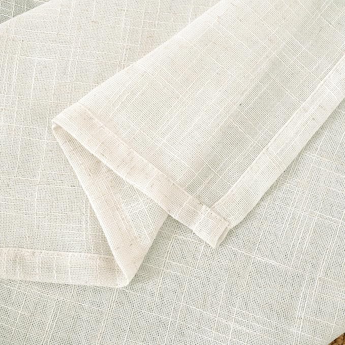 LAMIT Cream Linen Boho Curtains, 78 inch Length, 2 Panels, Light Filtering Semi Sheer, Back Tab and Rod Pocket, Neutral Panels for Bedroom/Living Room, 52 x 78 Inch