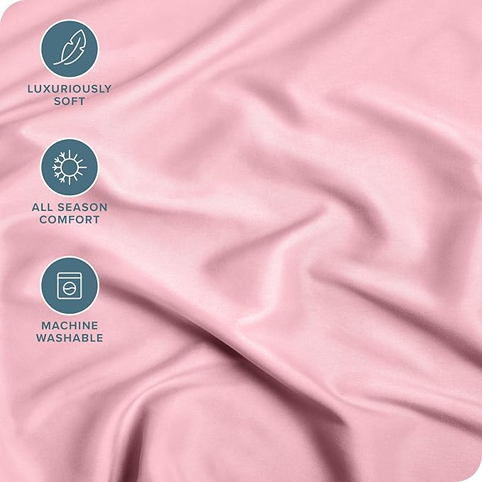 Bare Home Fitted Bottom Sheet Queen Size - Premium 1800 Microfiber - Ultra-Soft Hotel Luxury - Deep Pocket - Durable and Long Lasting - Fitted Sheet (Queen, Light Pink)