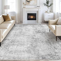 Abstract Living Room Rug 10x14 - Modern Washable Soft Thin Area Rug for Living Room Bedroom Under Dining Table - Neutral Indoor Floor Rug Carpets for Home Office Playroom Nursery - Grey White