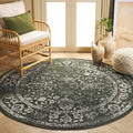 SAFAVIEH Adirondack Collection Area Rug - 4' Round, Dark Green & Ivory, Distressed Vintage Floral Design, Non-Shedding & Easy to Clean, Ideal for Living Room, Bedroom, Dining Space (ADR109Y)