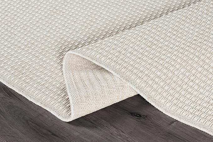 Easy Jute Rug 6x9 Indoor Outdoor Natural Rugs Solid Fiber Rug Woven Area Rug Boho Easy Clean Inside Carpet for Living Room Bedroom Dining Room Hallway or Outdoor Patio Porch (6 X 9 Bone)
