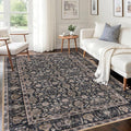 KUTA 5x7 Area Rugs, Vintage Washable Rugs for Living Room Brown Ultra Thin Soft Non-Slip Printed Distressed Traditional Farmhouse Carpet for Bedroom Dining Room Dorm Office Home