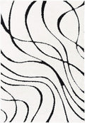 SAFAVIEH Florida Shag Collection Accent Rug - 2'3" x 4', Ivory & Black, Non-Shedding & Easy Care, 1.2-inch Thick Ideal for High Traffic Areas in Entryway, Living Room, Bedroom (SG471-1290)