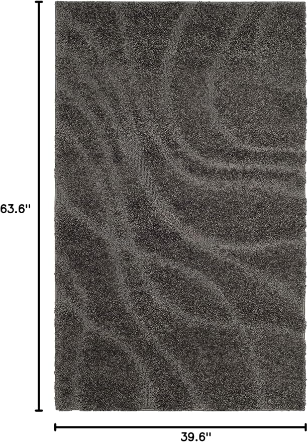 SAFAVIEH Florida Shag Collection Accent Rug - 3'3" x 5'3", Grey & Grey, Non-Shedding & Easy Care, 1.2-inch Thick Ideal for High Traffic Areas in Entryway, Living Room, Bedroom (SG471-8080)