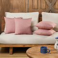 Deconovo Decorative Throw Pillow Covers - Set of 4 Soft Linen Cushion Covers, 20x20 Inch, Green & Machine Washable Pillowcases for Sofa, Bedroom, Living Room Décor, Mahogany Red