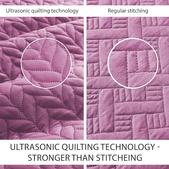 IR Imperial Rooms California King Quilt Bedding Set Size (118"x106") + 2 Pillow Shams (20" x 36"+ 2") - 3 Pcs All Season Reversible Microfiber Coverlet Embossed Quilt Bedspread (Purple)