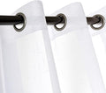 Sheer Curtains Faux Linen Semi Voile Light Filtering Drapes Pair for Bedroom Living Room, Set of 2 Grommet Top Window Curtain Panels (Each 54 x 95 Inch, White)