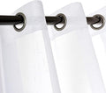 Sheer Curtains Faux Linen Semi Voile Light Filtering Drapes Pair for Bedroom Living Room, Set of 2 Grommet Top Window Curtain Panels (Each 54 x 63 Inch, White)