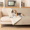 gogobunny 100% Double Sided Waterproof Dog Blanket Soft Bed Pet Cover Reversible Protect Furniture Couch Sofa Car for Puppy Cat Kids (Dark Beige/Light Beige, 82x82 Inch (Pack of 1))