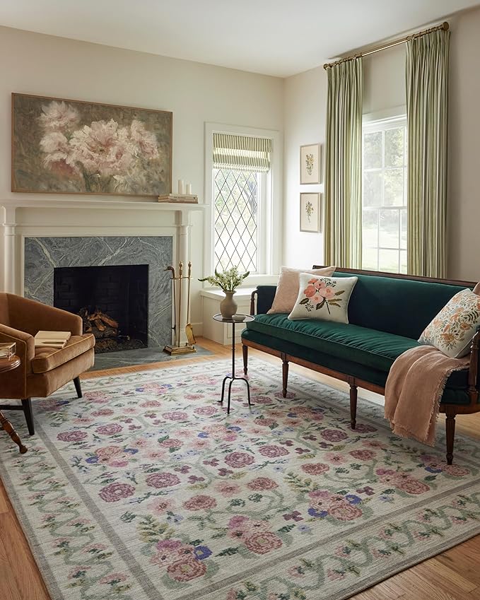 Loloi Rifle Paper Co. Rosa Collection RSA-01 Ivory 3'-9" x 5'-6" Accent Rug