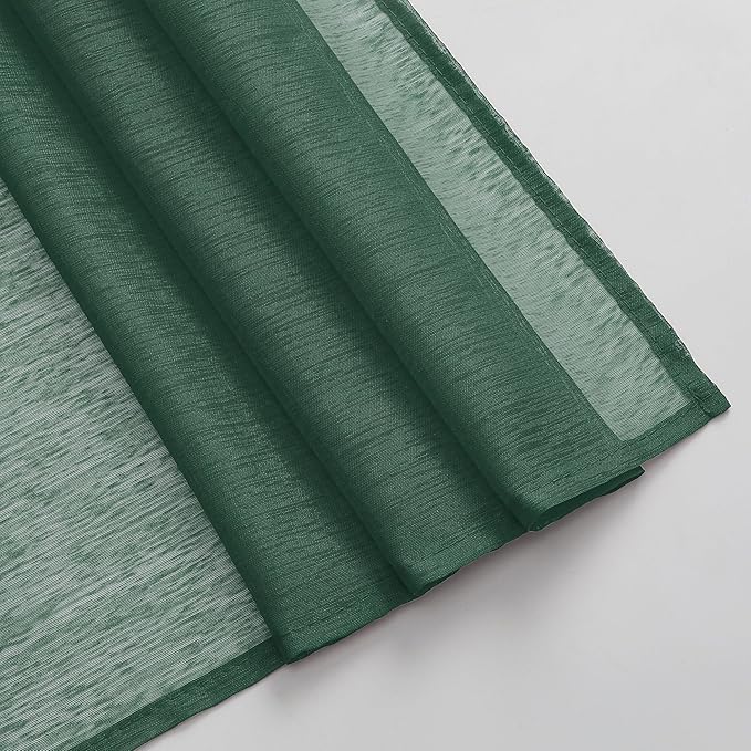 DONREN 144 Inches Long Emerald Green Window Scarf for Party - Luxury Soft Semi Sheer Scarf Valance for Wedding (1 Panel,Dark Green)