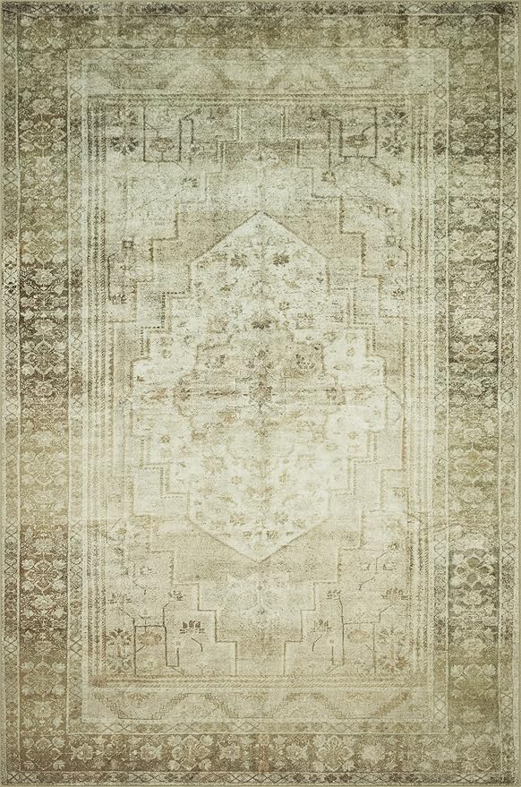 Loloi Magnolia Home by Joanna Gaines Banks Collection BAN-06 Natural/Granite 2'-3" x 3'-9" .13" Pile Height, Machine Washable, Accent Rug