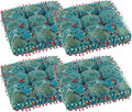 Bohemian Seat Cushion，Indoor & Outdoor 16.5" x 16.5" Seating Cushion for Dinning Chairs, Decorative with Tassels(4Pcs, Green)