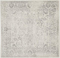 SAFAVIEH Adirondack Collection Area Rug - 6'7" Square, Ivory & Silver, Distressed Vintage Floral Design, Non-Shedding & Easy to Clean, Ideal for Living Room, Bedroom, Dining Space (ADR109C)
