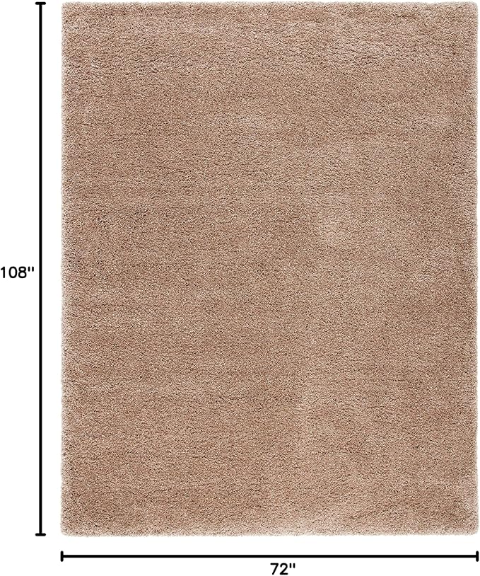 SAFAVIEH Milan Shag Collection Area Rug - 6' x 9', Dark Beige, Solid Design, Non-Shedding & Easy Care, 2-inch Thick Ideal for High Traffic Areas in Living Room, Bedroom (SG180-1414)
