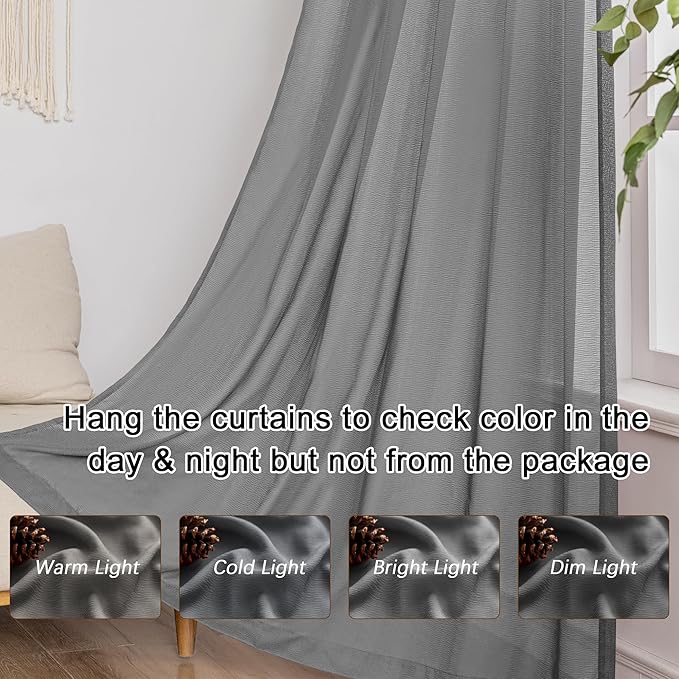 MAIHER Grey Pinch Pleat 144 Inch Curtains Extra Long Sheer 12ft Curtains for Living Room Soft Touch Light Filtering Pleated Drapes with Ajustable Hooks, Grey, 42" W x 144" L, 2 Panels
