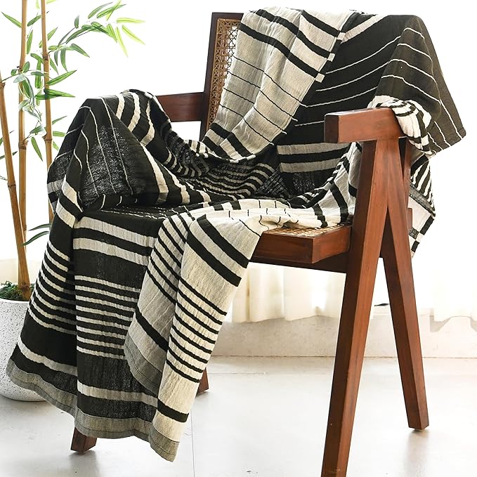 Folkulture 50" x 60" 100% Recycled Cotton Couch Blanket and Throws for Chair, Bed or Sofa, Green Throws for Home Decor