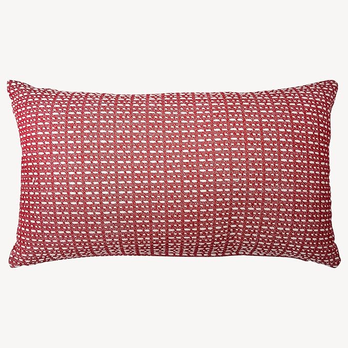 SanVia Sangria Premium Lumbar Cotton Throw Pillow Covers, 12 x 20 Inches, Luxury Holiday Themed Handwoven Couch Pillow Covers, Hidden Zipper, Elegant Home Décor, Insert Not Included