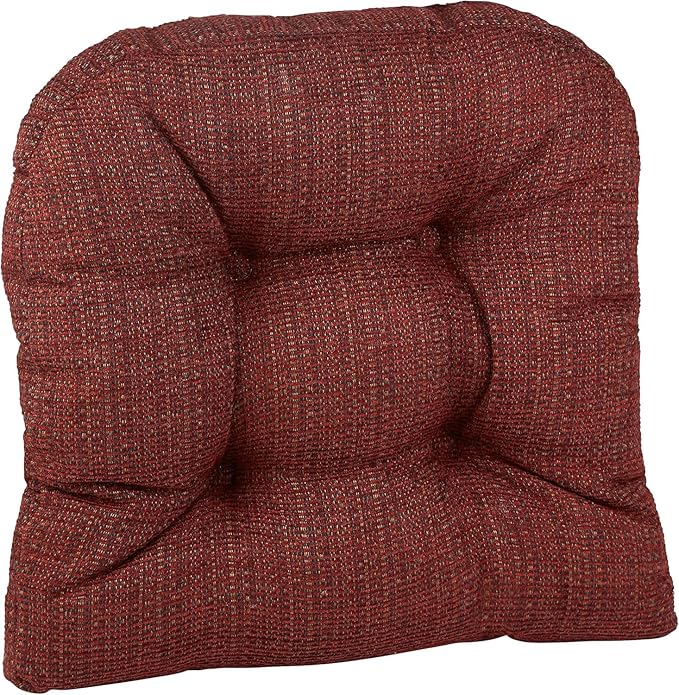 Klear Vu Gripper Overstuffed Universal Non-Slip Dining Chair Cushions for Kitchen Decor or Office Use, U-Shaped Skid-Proof Seat Pad, 17x17 Inches, 2 Count (Pack of 1), Honeycomb Red