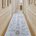 Fame Living Cream Oushak Runner Rug, Modern Runners, Vintage, Turkish, Eclectic, Floral, Pastel, Washable, Long Runner Rugs for Hallway, Kitchen, Living Room, Bedroom, Kitchen, Bathroom, 2'5"x13'