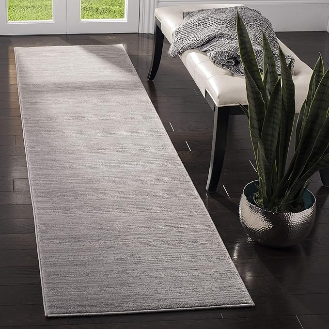 SAFAVIEH Vision Collection Runner Rug - 2'2" x 16', Silver, Modern Ombre Design, Non-Shedding & Easy to Clean, Ideal for Foyer, Hallway, Bedroom (VSN606G)