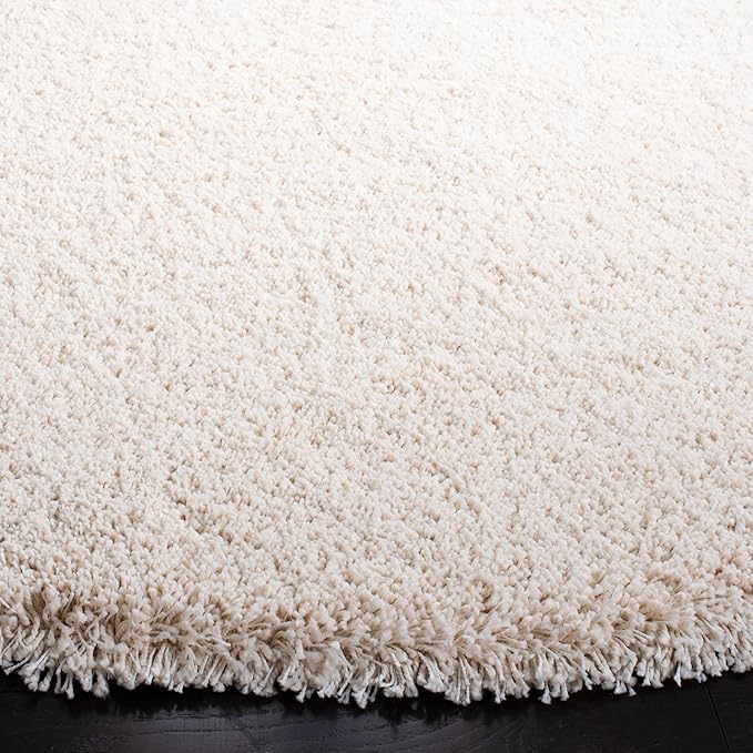SAFAVIEH Milan Shag Collection 4' Round Ivory SG180 Solid Non-Shedding Living Room Bedroom Dining Room Entryway Plush 2-inch Thick Area Rug