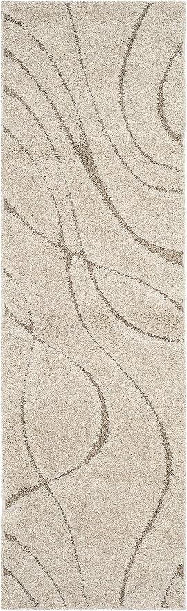 SAFAVIEH Florida Shag Collection Runner Rug - 2'3" x 7', Cream & Beige, Non-Shedding & Easy Care, 1.2-inch Thick Ideal for High Traffic Areas in Living Room, Bedroom (SG471-1113)