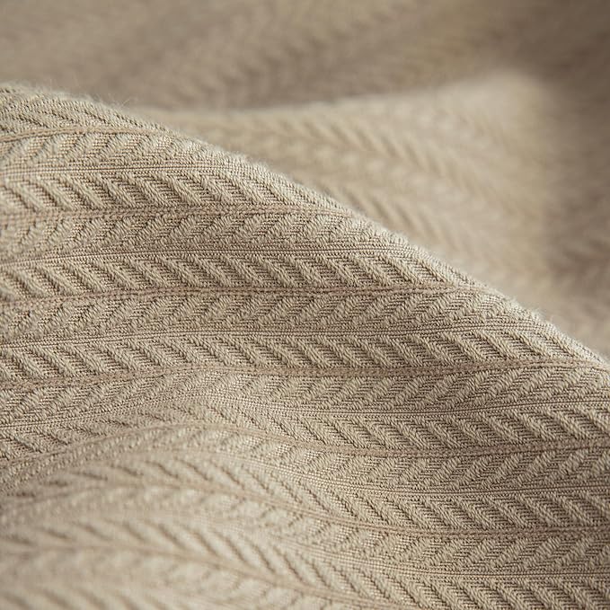 Set of 2 Herringbone Embossed Stripe Flange Throw Pillow Covers for Couch and Bed - 18"x18", Khaki-Green