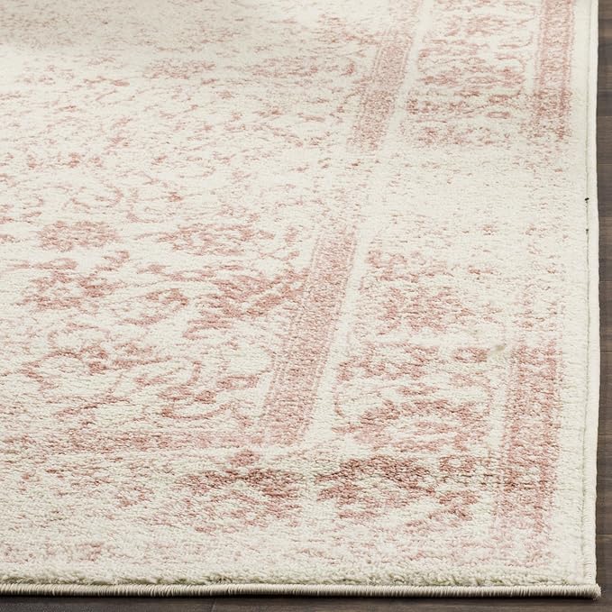 SAFAVIEH Adirondack Collection Runner Rug - 2'6" x 22', Ivory & Rose, Distressed Vintage Floral Design, Non-Shedding & Easy to Clean, Ideal for Hallway, Foyer, Entryway, Bedroom (ADR109H)