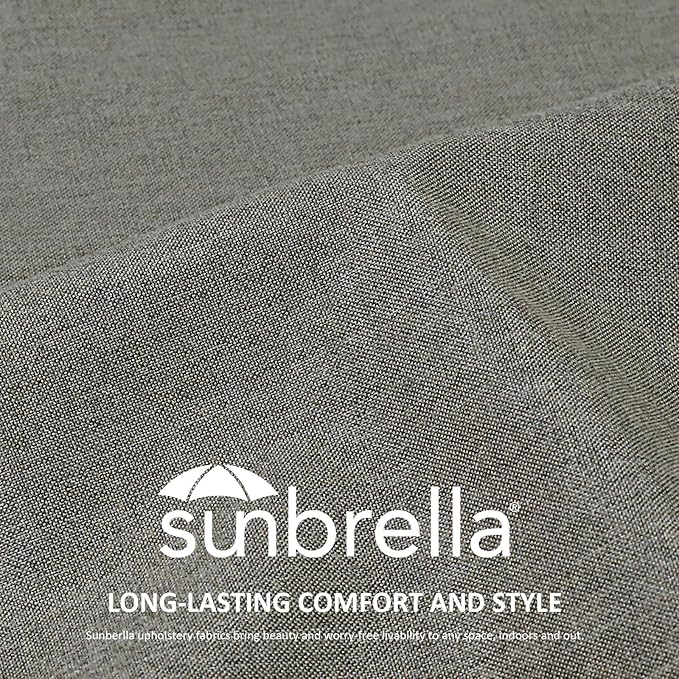 Sunbrella Outdoor High Back Chair Cushion Seat Pads, 44 x 21 Inch Water-Repellent & Fade-Resistant Patio Furniture Cushions with Ties for Adirondack, Rocking Chairs, Cast Shale