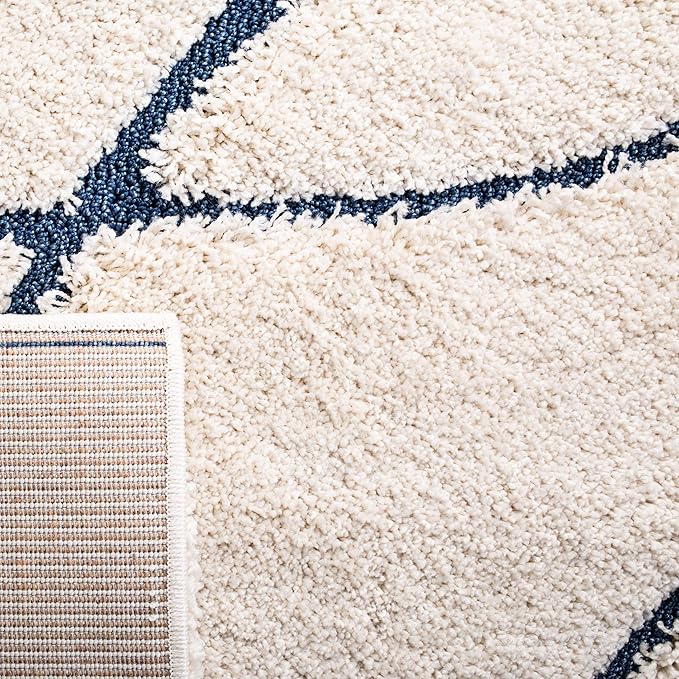 SAFAVIEH Florida Shag Collection Accent Rug - 2'3" x 4', Cream & Blue, Non-Shedding & Easy Care, 1.2-inch Thick Ideal for High Traffic Areas in Entryway, Living Room, Bedroom (SG471-1165)